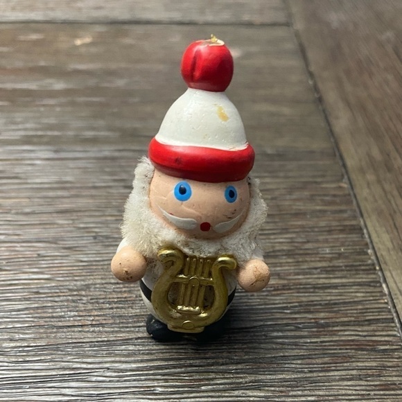 Vintage Christmas wooden ornaments Santa with Harp - Picture 1 of 5